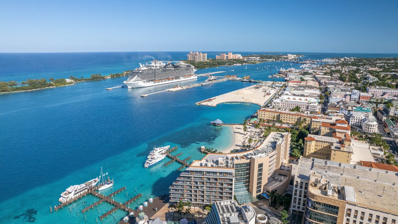 The,Drone,Panoramic,View,Of,Downtown,District,Of,Nassau,City