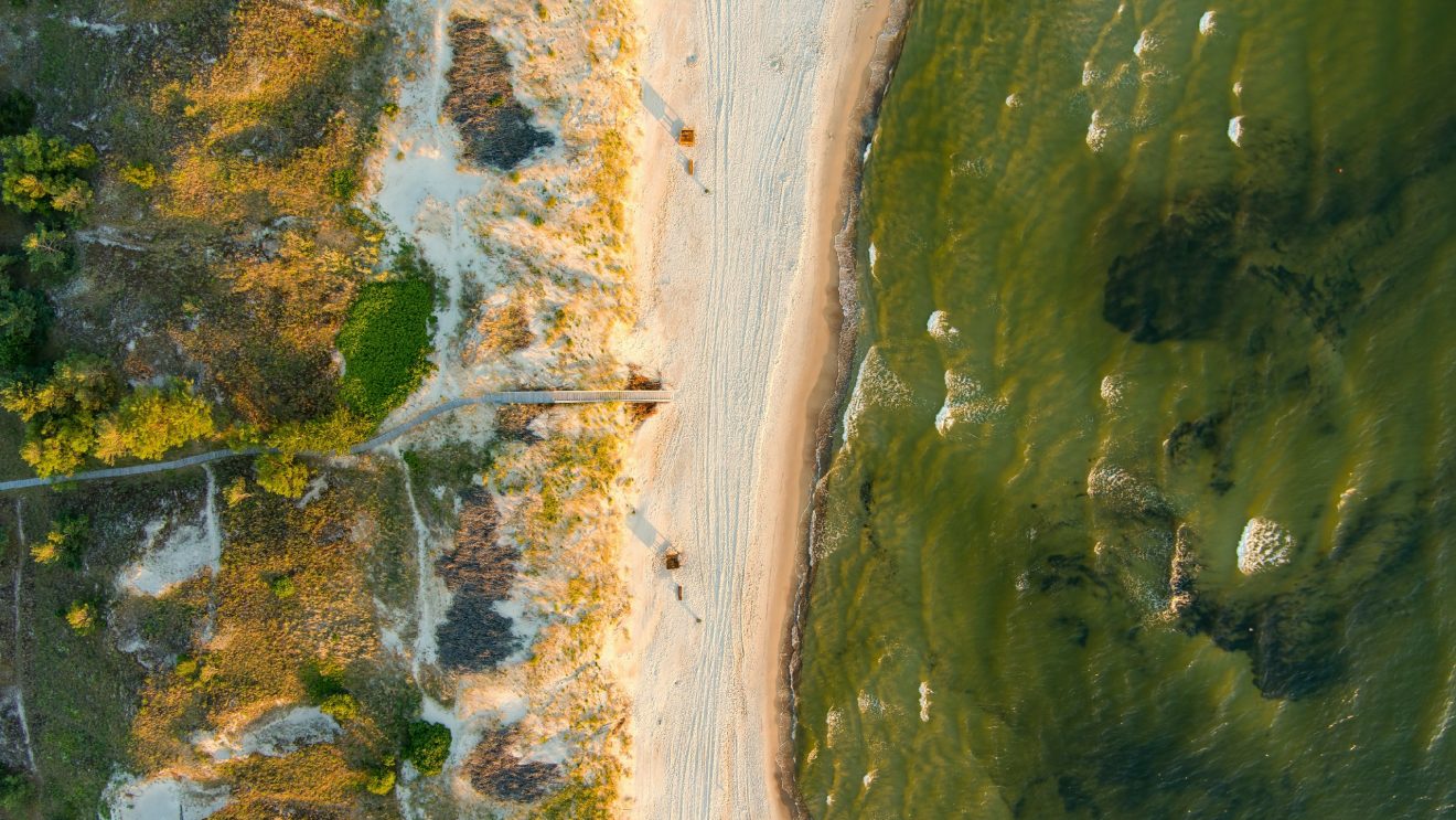 Aerial,View,Of,The,Baltic,Sea,Shore,Line,Near,Klaipeda