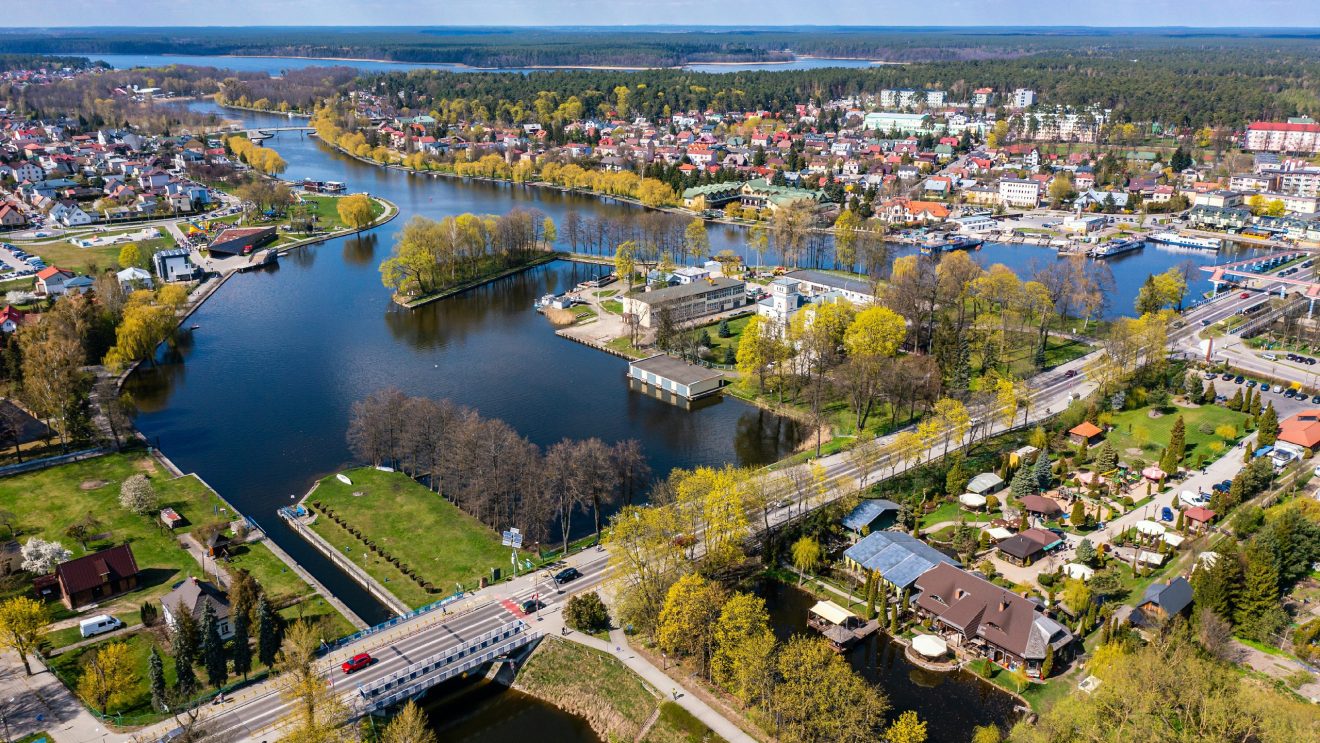 Augustow,City,By,Netta,River,And,Necko,Lake,Aerial,Landscape