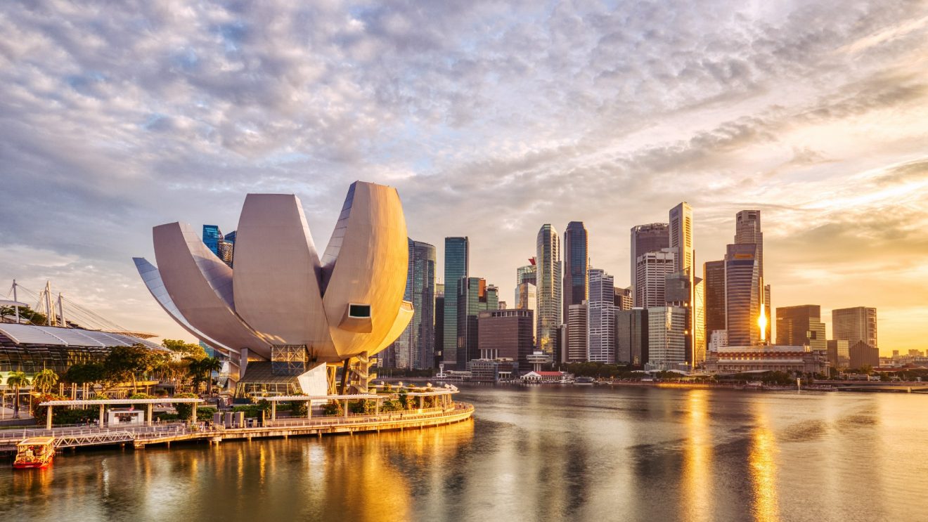 Singapore,City,Skyline,View,From,Marina,Bay,During,Sunset,,Singapore