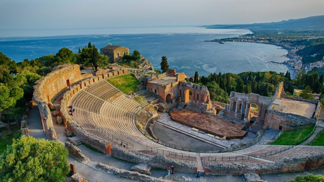 Italy,Sicily,City,Taormina,Europe,Nature,Morning