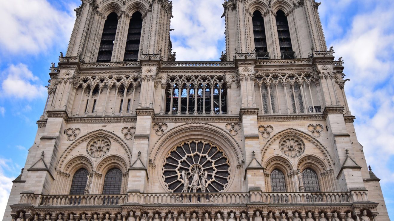 Facade,Of,The,Famous,Church,Notre-dame,De,Paris,,France.,Cathedral